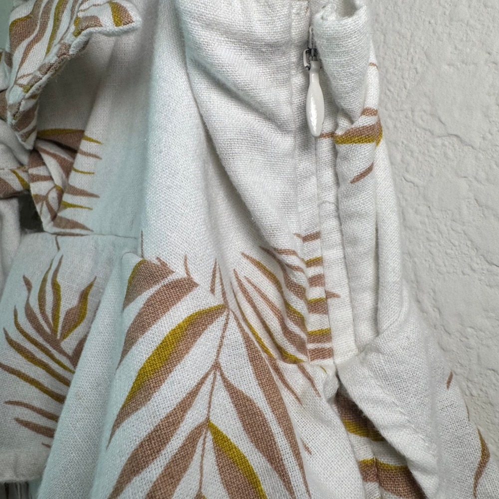 Billabong Womens Size S White Tropical Palm Print Linen Blend Wide Leg Jumpsuit - Picture 7 of 16